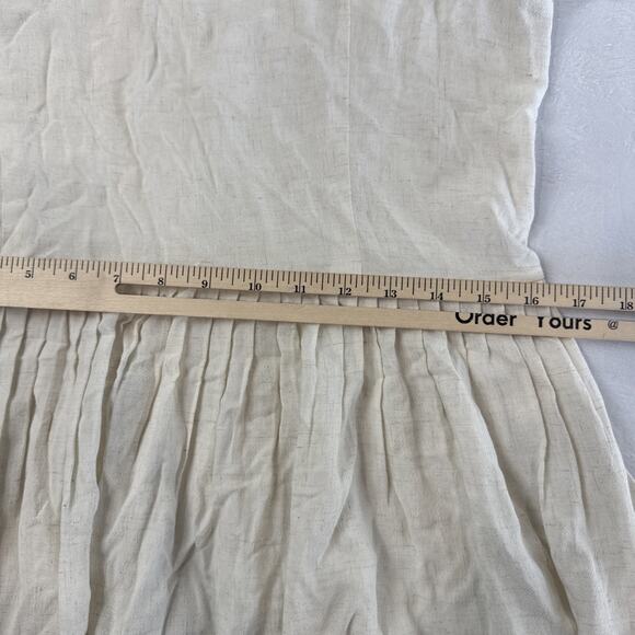 Christy Dawn Dress Women Large Scarlet Eggshell Linen Blend Cream Cottagecore - Picture 9 of 10
